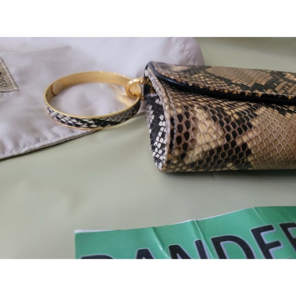 Ted Rossi NYC Python Snakeskin Bangle Clutch Wristlet Handbag C107 M10049 - Picture 4 of 12